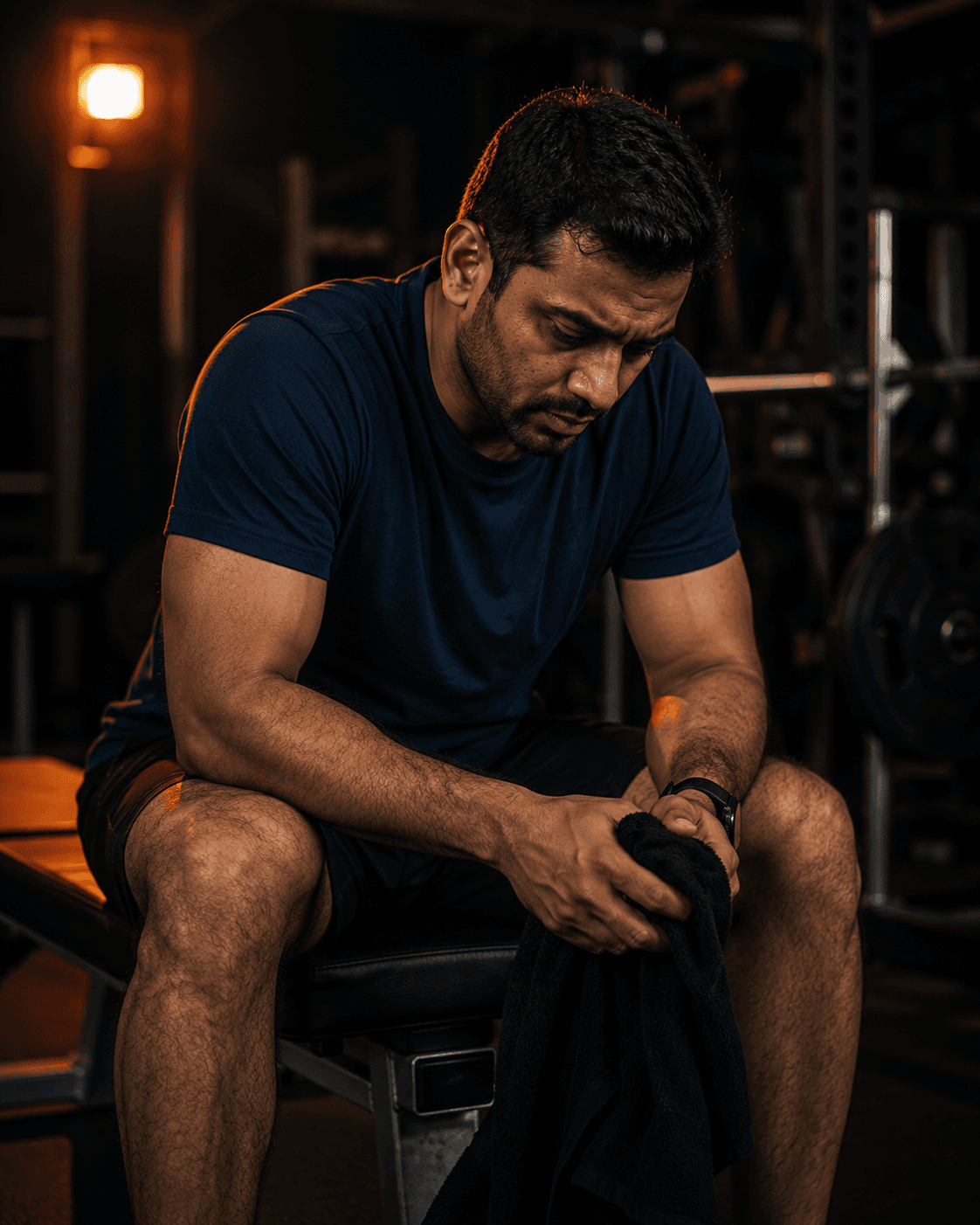 Member mid-session, focused